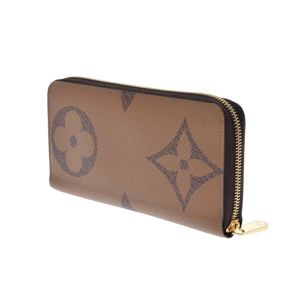 Louis Vuitton Wallet Brown Reverse Camel Canvas Long Monogram Giant Tan Zippy